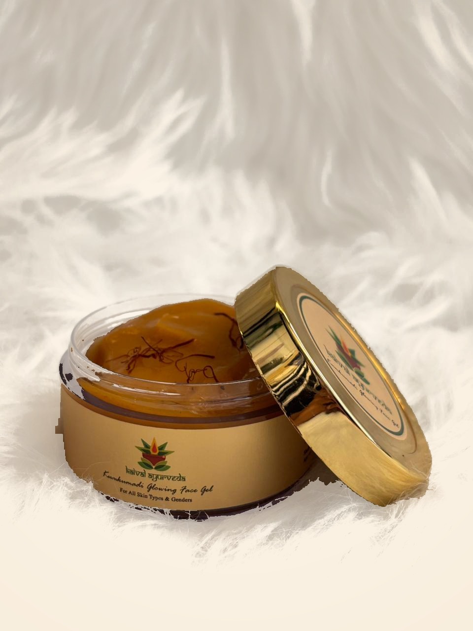 Kaival Ayurveda Kumkumadi Face Gel jar with saffron strands